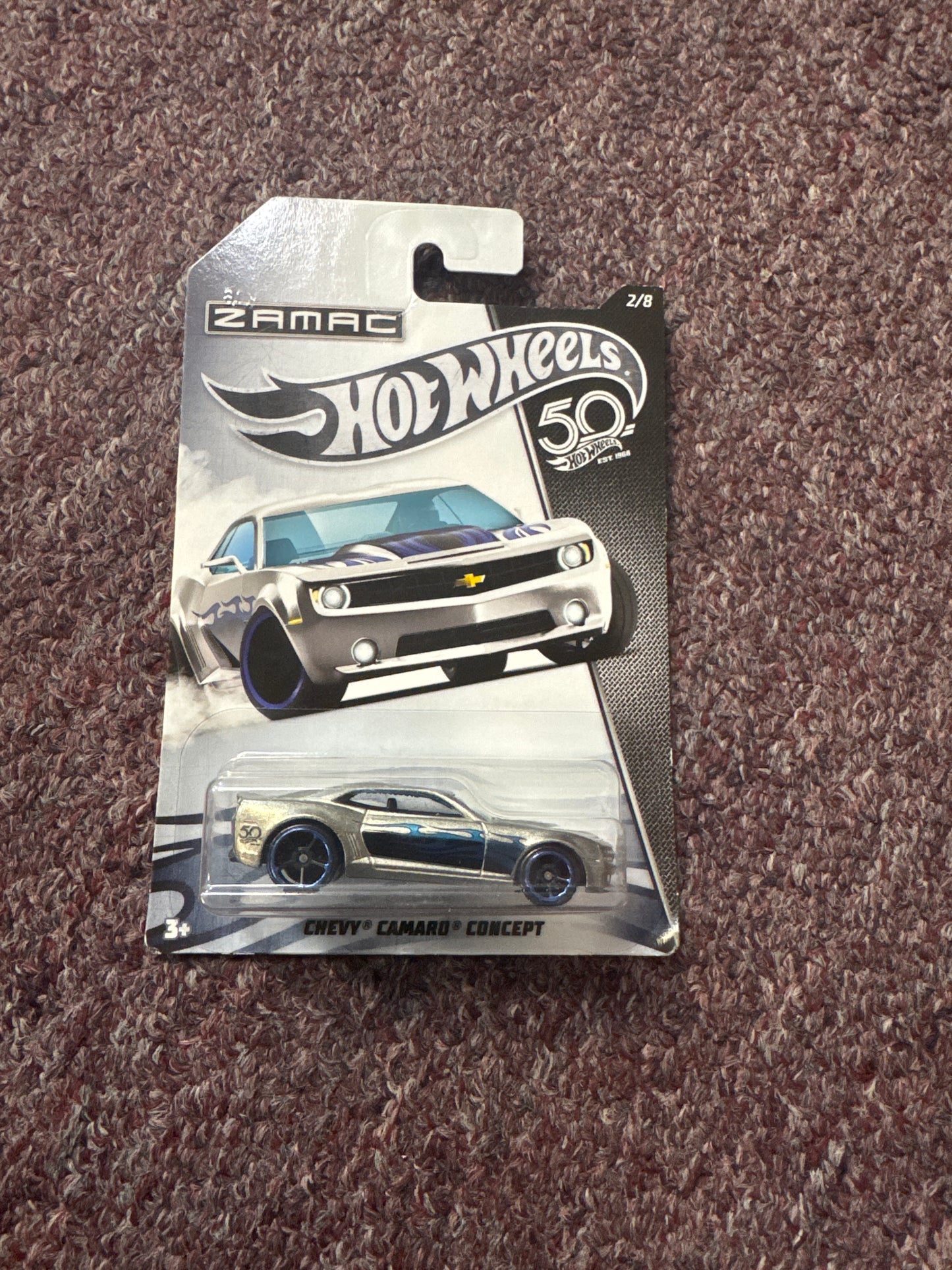 Hot Wheels 2018 50th Anniversary ZAMAC Flames #2 Chevy Camaro Concept