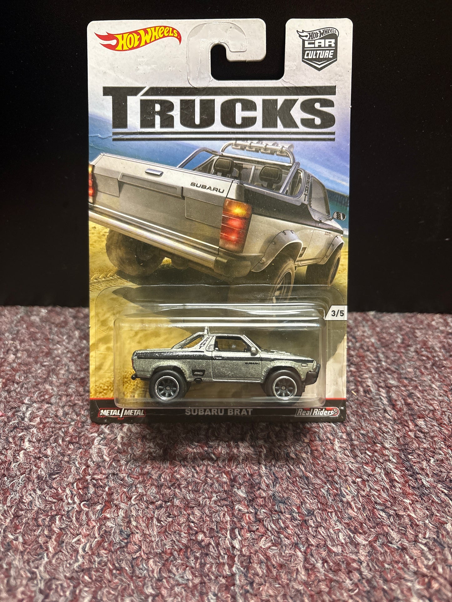 Hot Wheels 2016 Car Culture Trucks Silver Subaru Brat #3/5 Real Riders Diecast