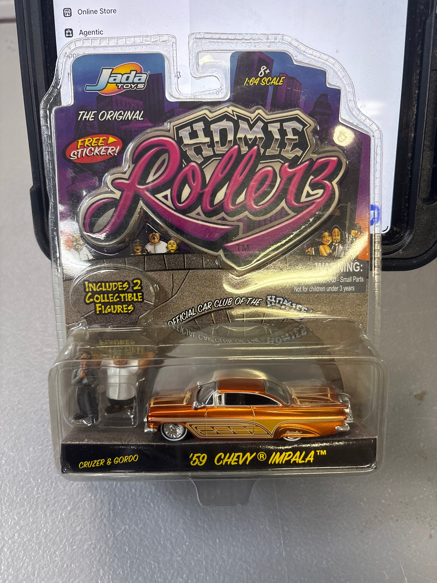 Jada Toys Homie Rolllerz Die Cast '59 Chevy Impala Lowrider Cruzer & Gordo