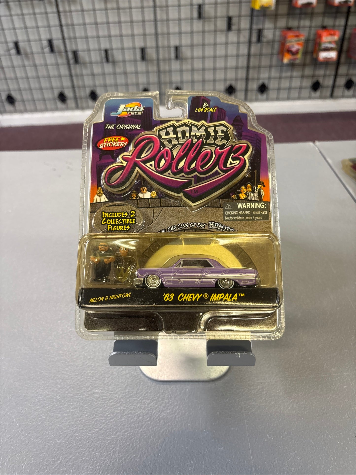 Jada Toys Homie Rollerz 1963 Purple Chevrolet Impala W Melon & Night Owl
