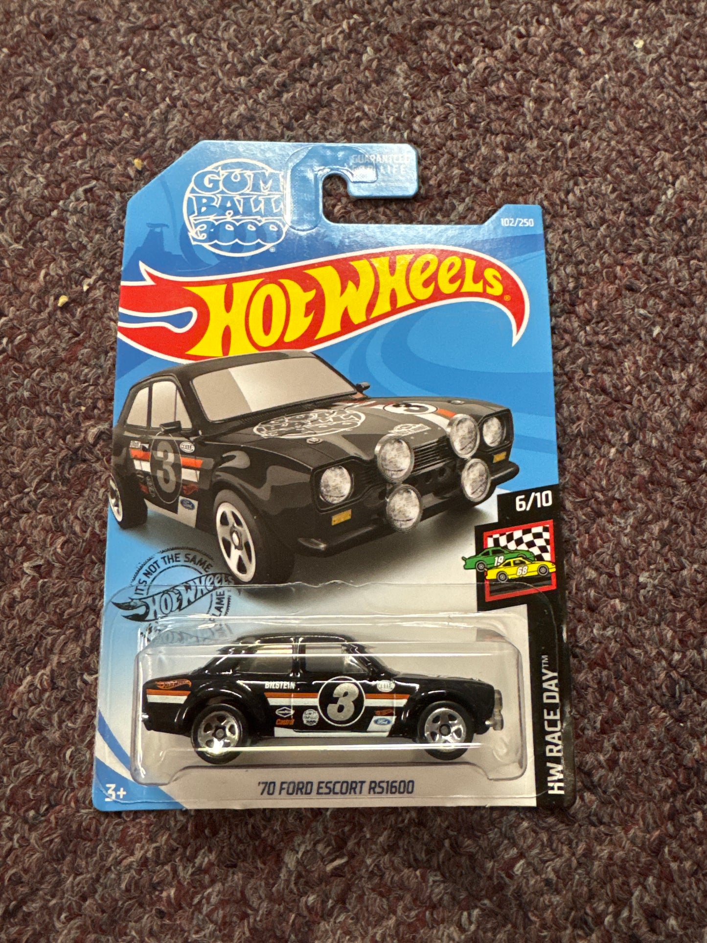 Hot Wheels '70 FORD ESCORT RS1600, HW RACE DAY, Gum Ball 3000, Black,