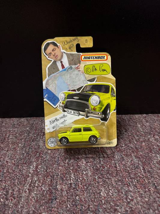Matchbox Mr Bean Austin Mini Cooper S Green in USA Rare Blister 60mm TV K