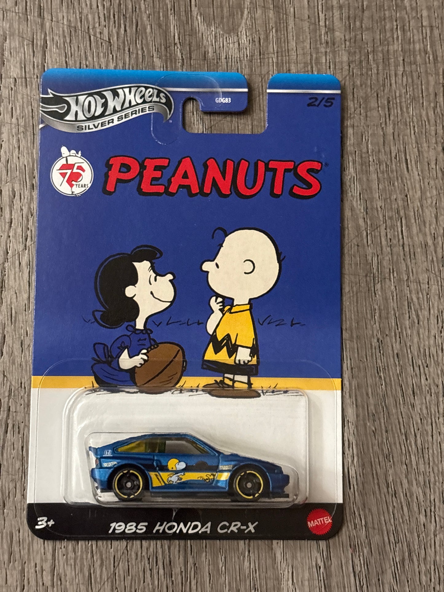 Hot Wheels PEANUTS 75 Years Silver Series 1985 HONDA CR-X