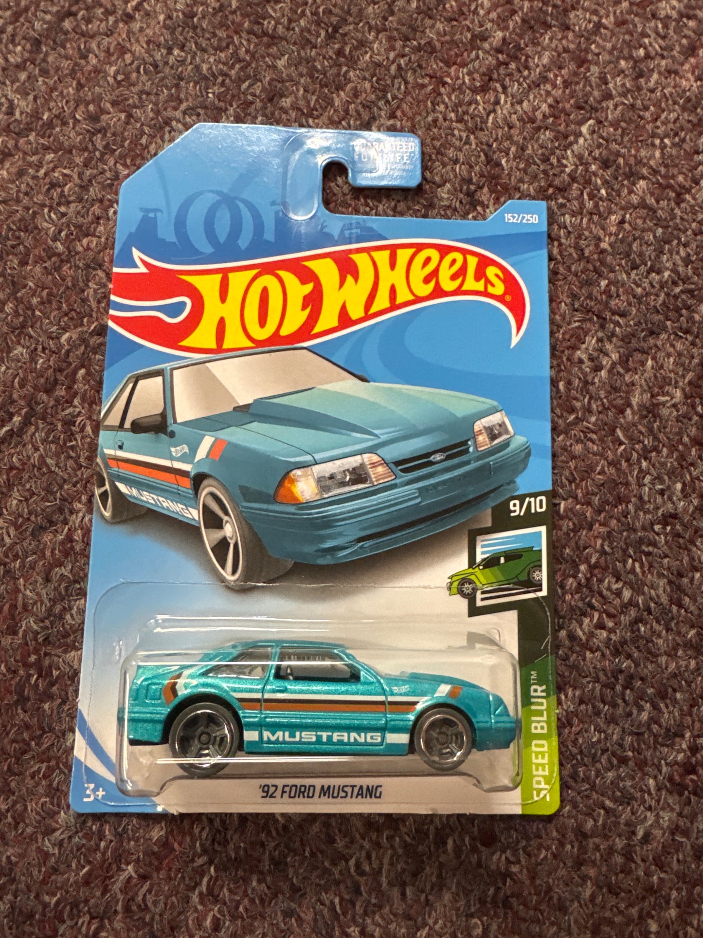 2019 Hot Wheels #152 Speed Blur 9/10 '92 FORD MUSTANG Teal w/Gray Wheels