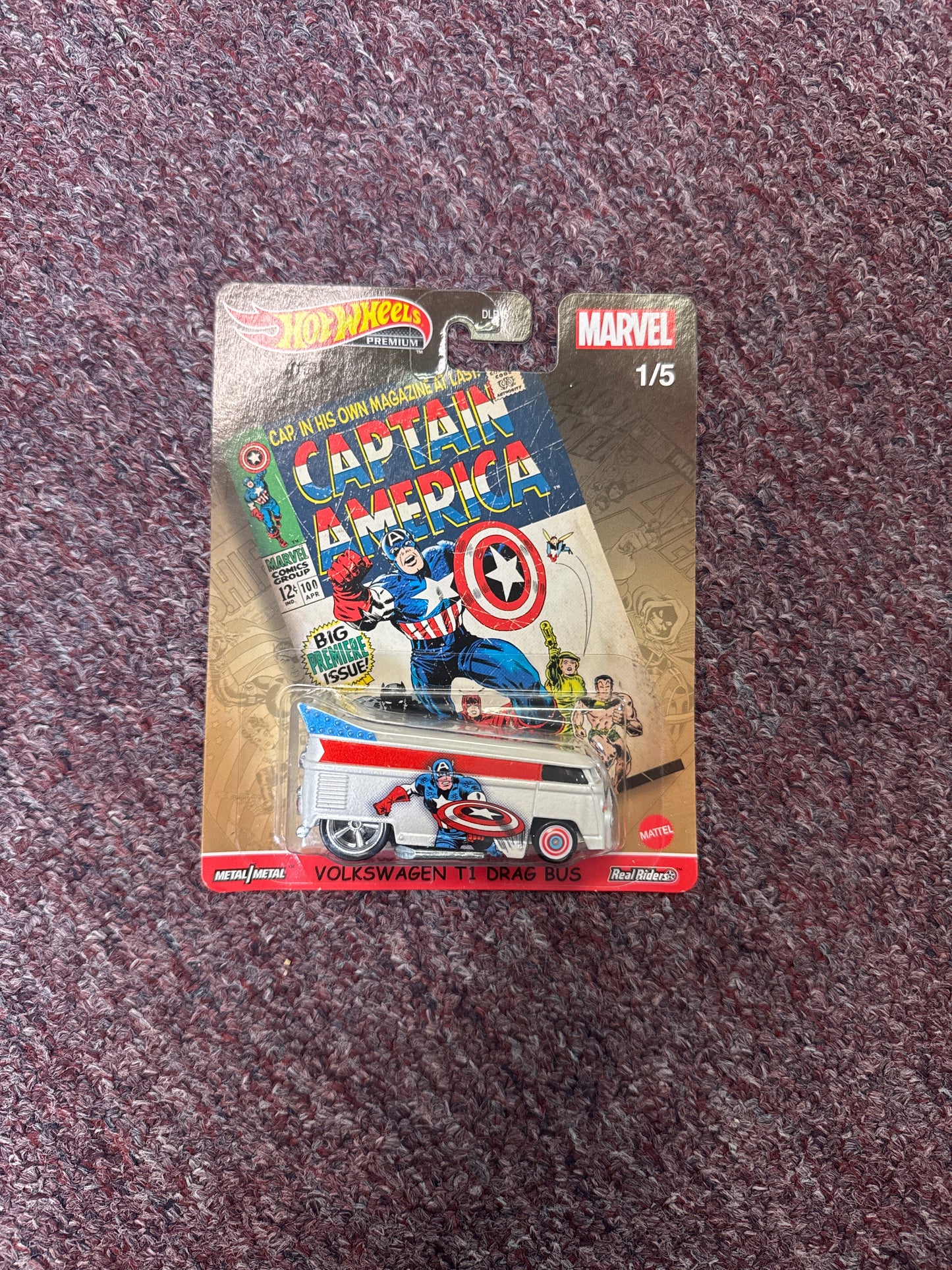 Hot Wheels Premium Volkswagen T1 Drag Bus Captain America