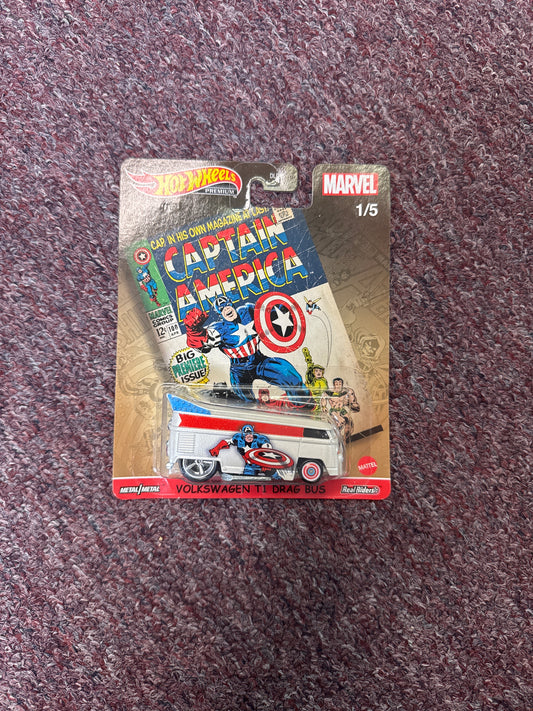 Hot Wheels Premium Volkswagen T1 Drag Bus Captain America