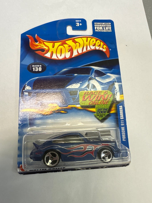 Hot Wheels Porsche 911 Carrera Blue W/ Flames 2001