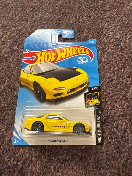 2017 Hot Wheels Nightburnerz '95 Mazda RX-7 Yellow 4/10