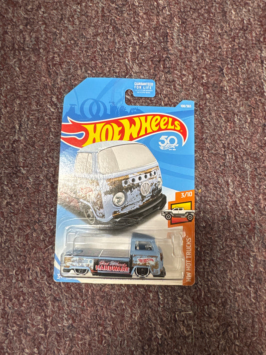 2018 Hot Wheels Volkswagen T2 Pickup Truck #108 Blue HW Hot Trucks 3/10