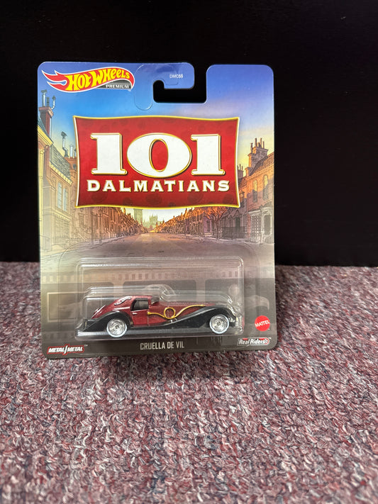 Hot Wheels Premium 101 Dalmations Cruella De Vil Real Riders