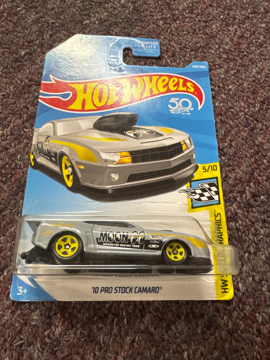 HOT WHEELS 2018 #345 GREY CHEVROLET 2010 10 PRO STOCK CAMARO MOONEYES RACER