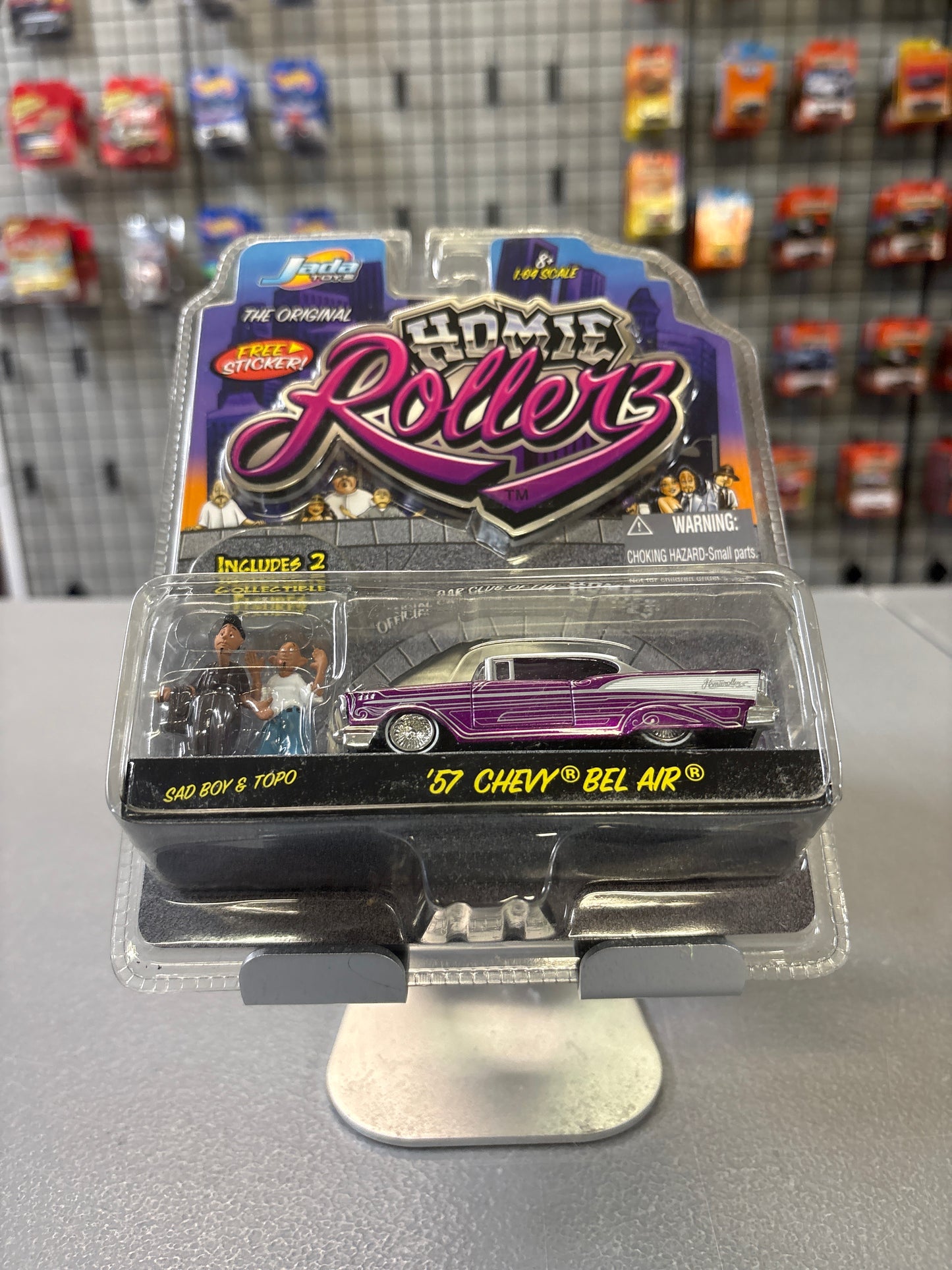 Jada Toys Homie Rollers 1:64 1957 Chevy Bel Air Lowrider Diecast Car Purple