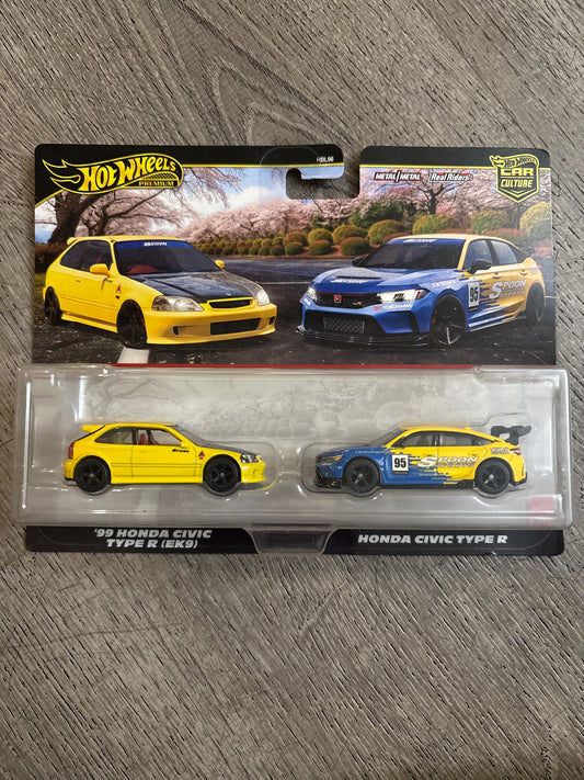 Hot Wheels Premium Car Culture 2 Pack '99 Honda Civic Type R EK9 & Spoon FL5