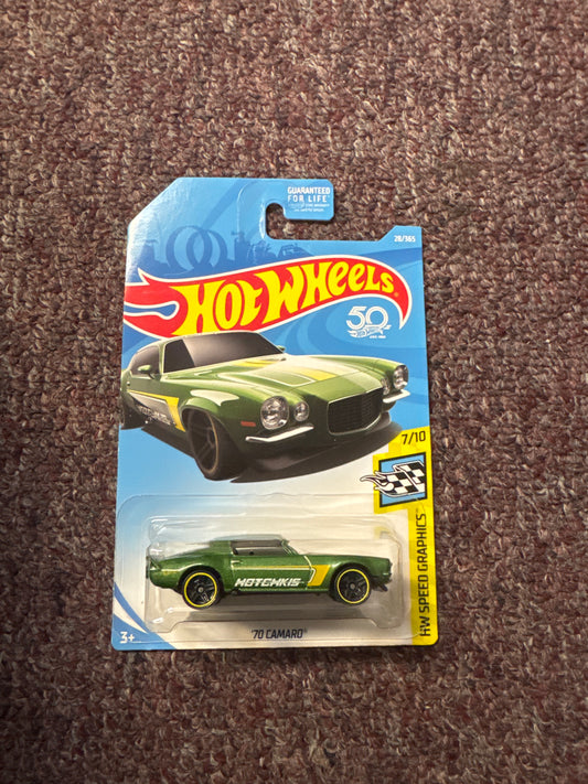 2018 HOT WHEELS DIE CAST HW SPEED GRAPHICS 1970 CHEVY CAMARO CAR 28 HOTCHKIS