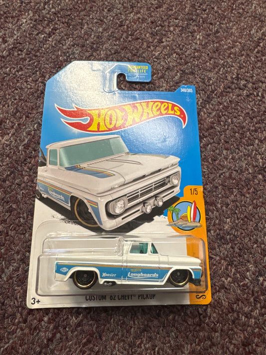 2015 Hotwheels Surfs Up Custom ‘62 Chevy White Pick Up