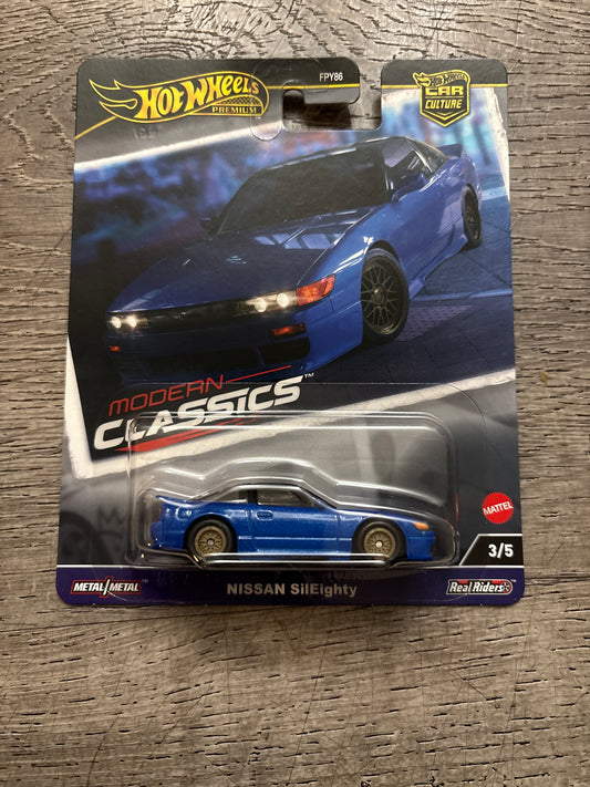 Hot Wheels Premium Nissan SilEighty Blue Diecast Car 3/5 Modern Classics
