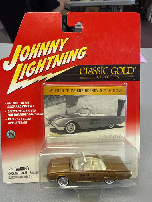Johnny Lightning Classic Gold 1961 Ford Thunderbird Indy 500 Pace Car