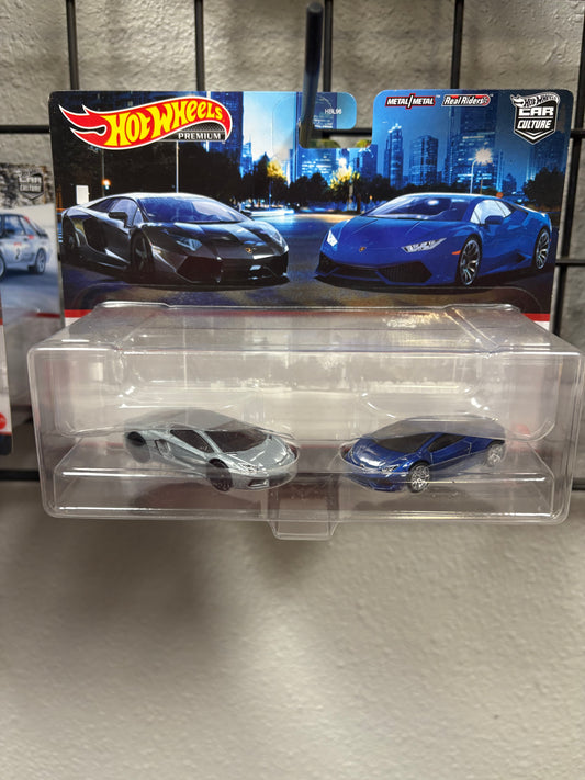 Hot Wheels Premium Car Culture 2 Pack Lamborghini Aventador & Huracan LP 610-4