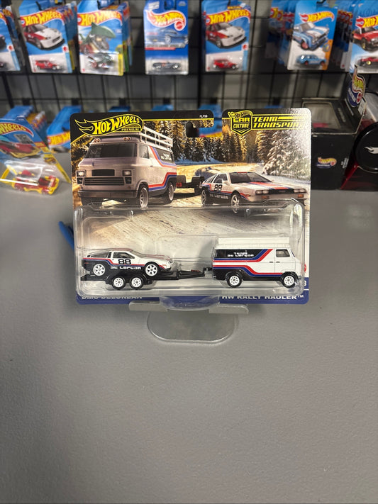 HOT WHEELS PREMIUM DELOREAN+ HW RALLY HAULER TEAM TRANSPORT #78