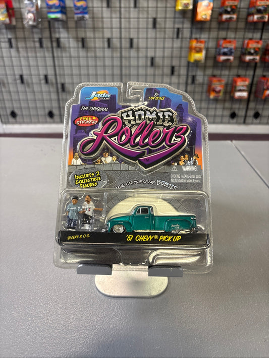 Homie Rollerz JADA Sleepy & O.G. 1951 Chevy Pickup Lowrider 1:64 2004 NEW SEALED